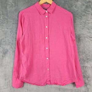 J Crew Top 8 Pink Baird McNutt Irish Linen Slim Minimalist Preppy Button Down